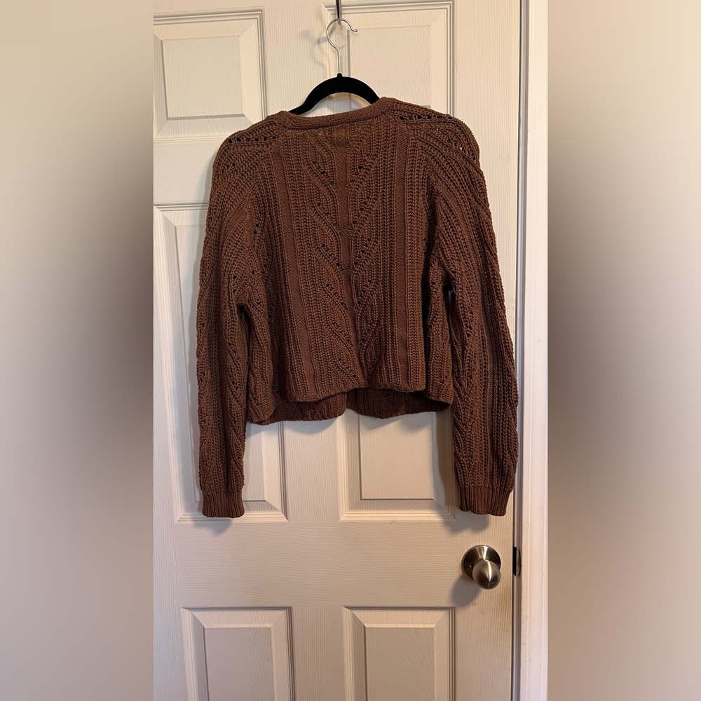 Neuflora Brown Knit Tie-Front Sweater Cardigan - Picture 2 of 3